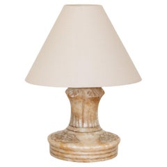 French Alabaster Etched Table Lamp