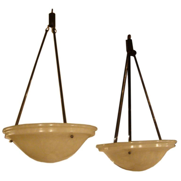 French Alabaster Hanging Light Fixture, 2 Avail./Priced Individually