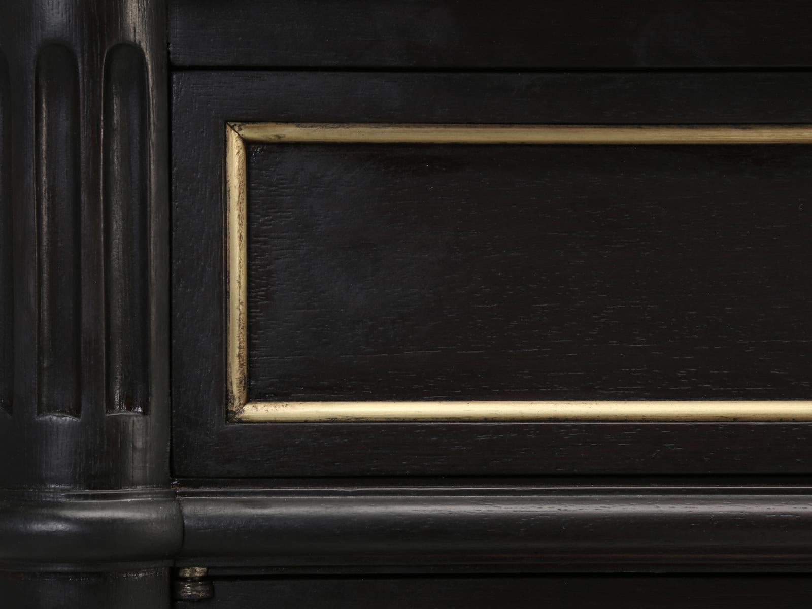 French Almost Ebonized Louis XVI Style Buffet with Marble, Completely Restored 8