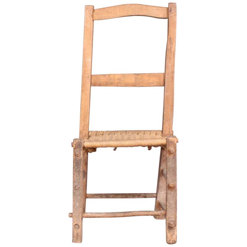 Native American Hand Painted Folk Art Chair For Sale at 1stDibs