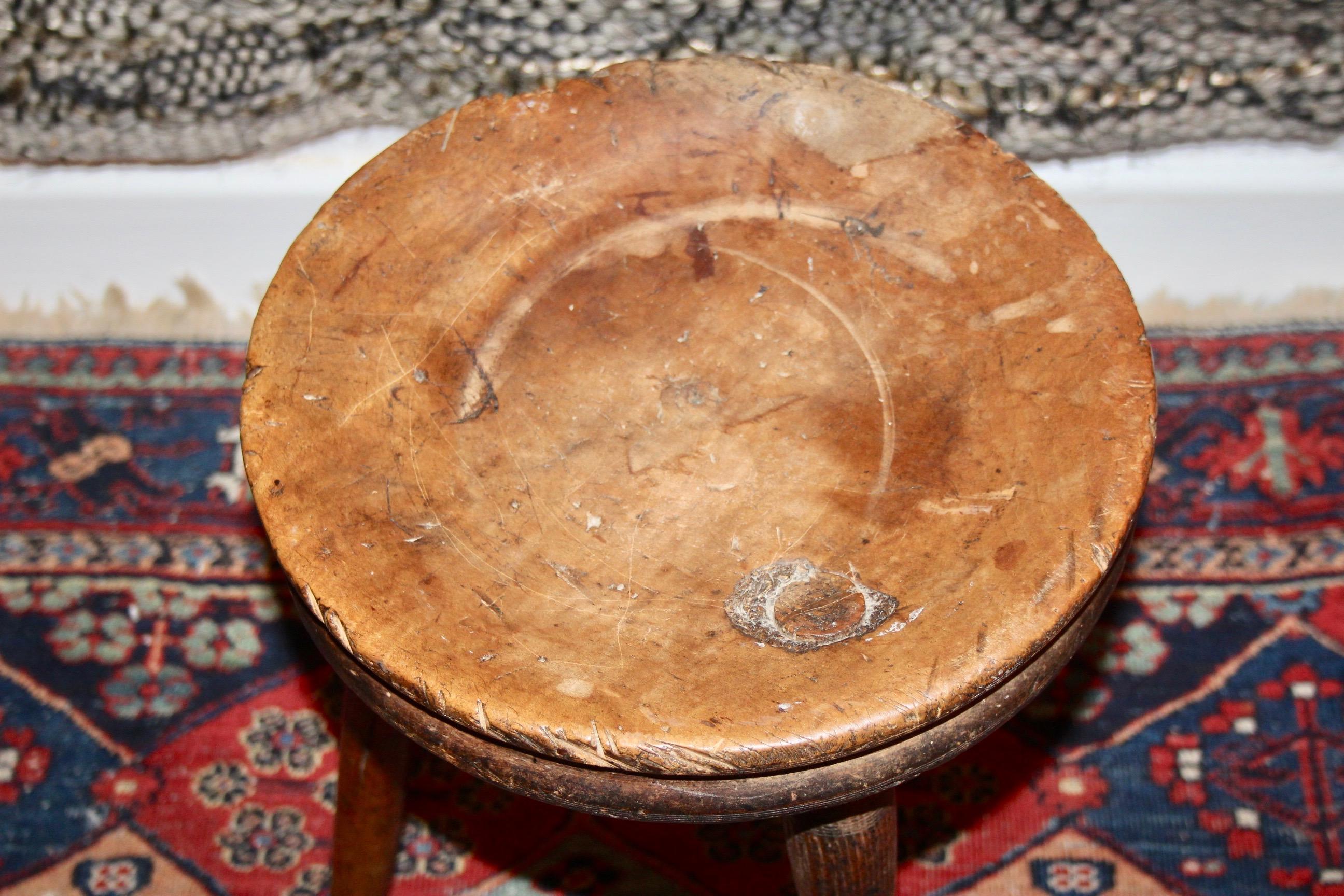 Wood French alp stool For Sale