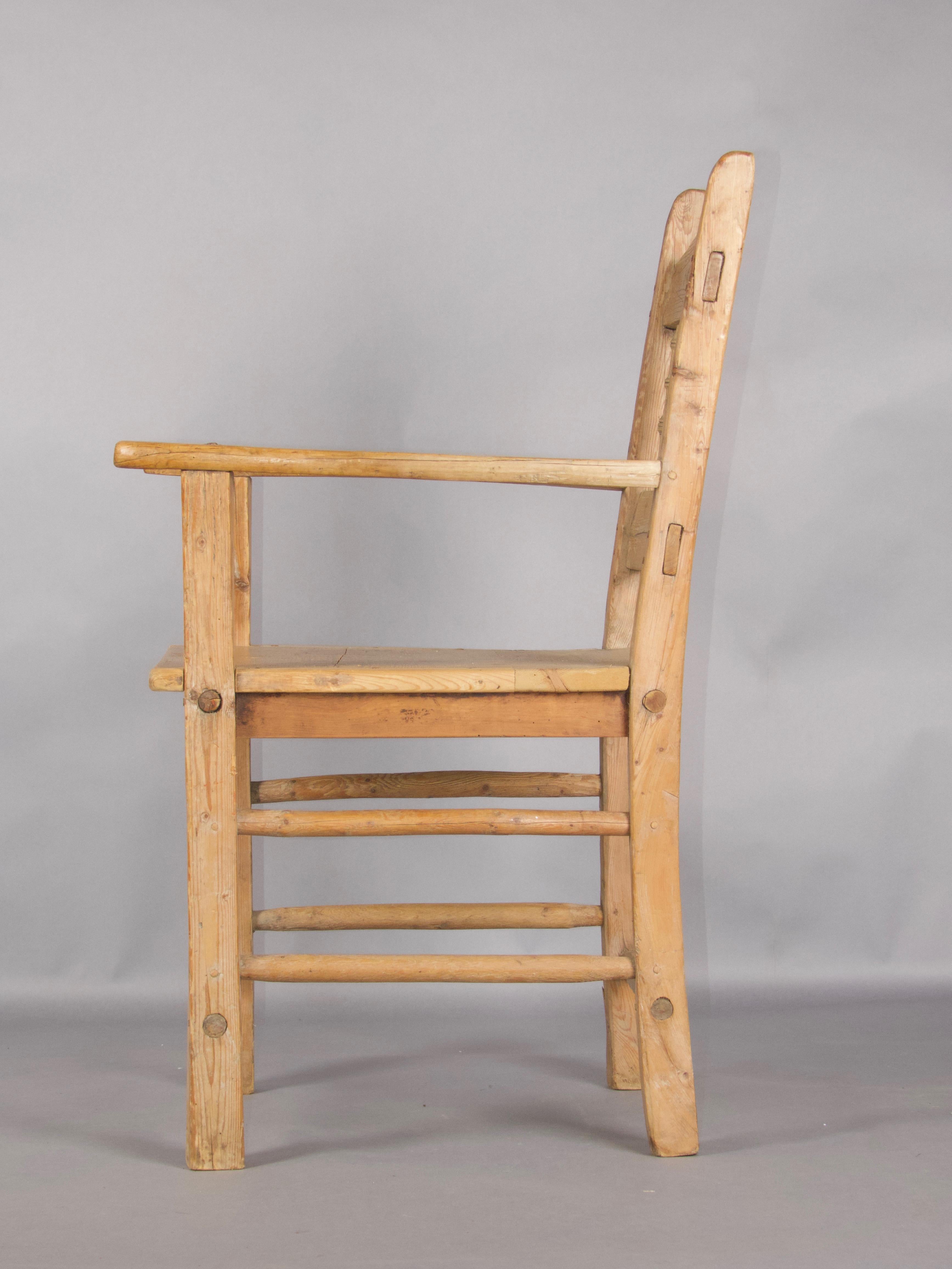 French alp wood armchair For Sale 6