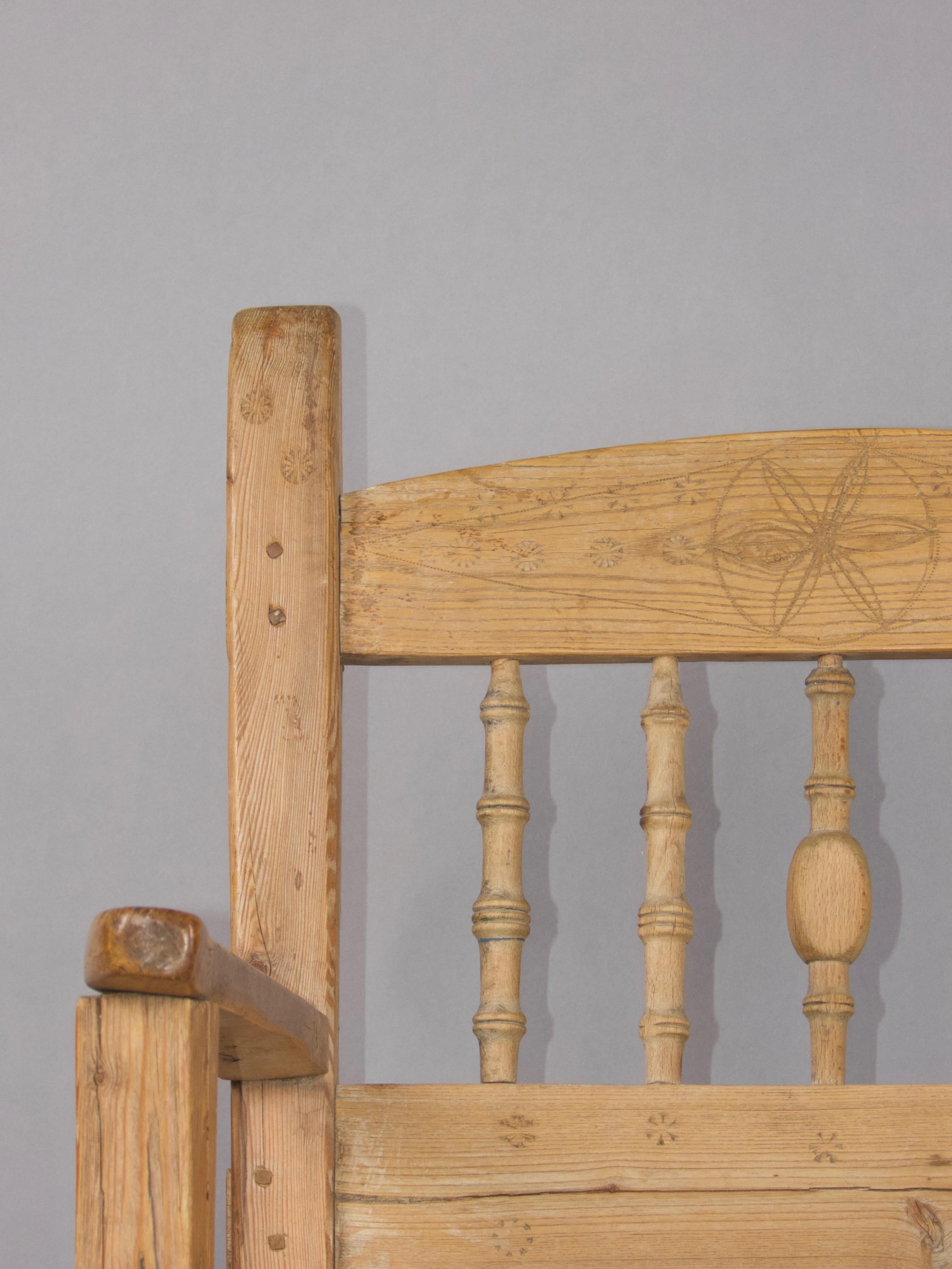 French alp wood armchair For Sale 7
