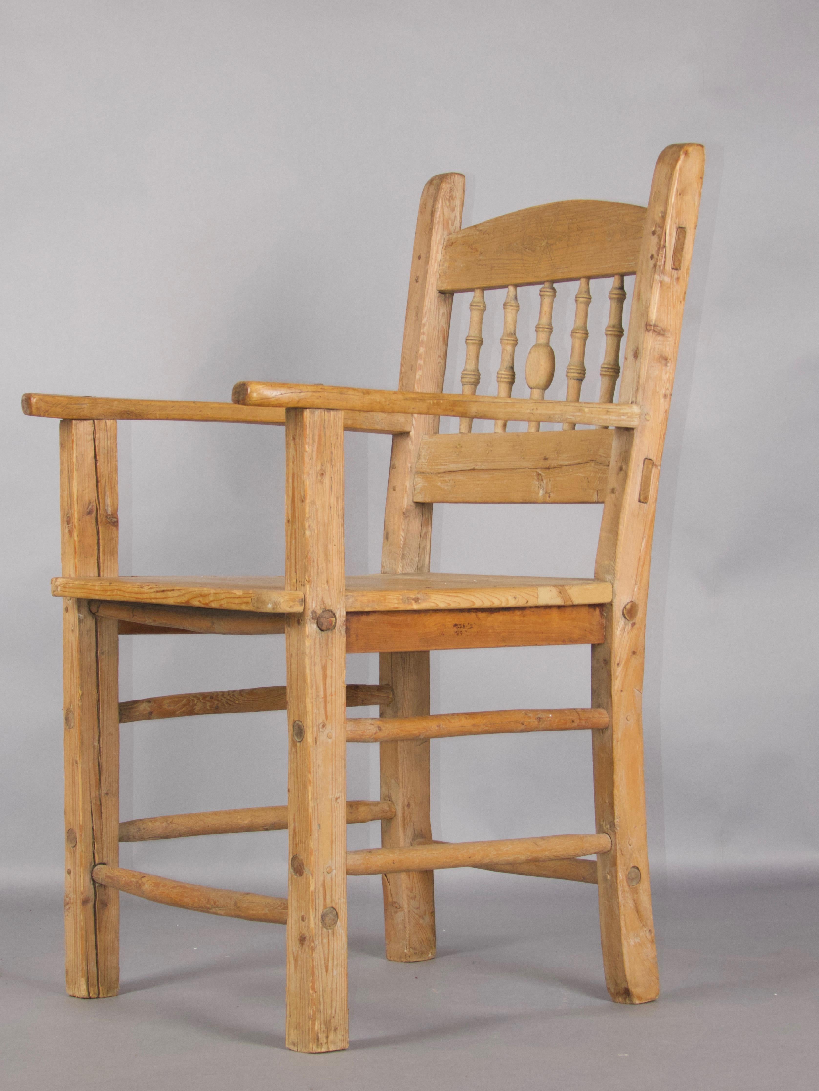 19th Century French alp wood armchair For Sale
