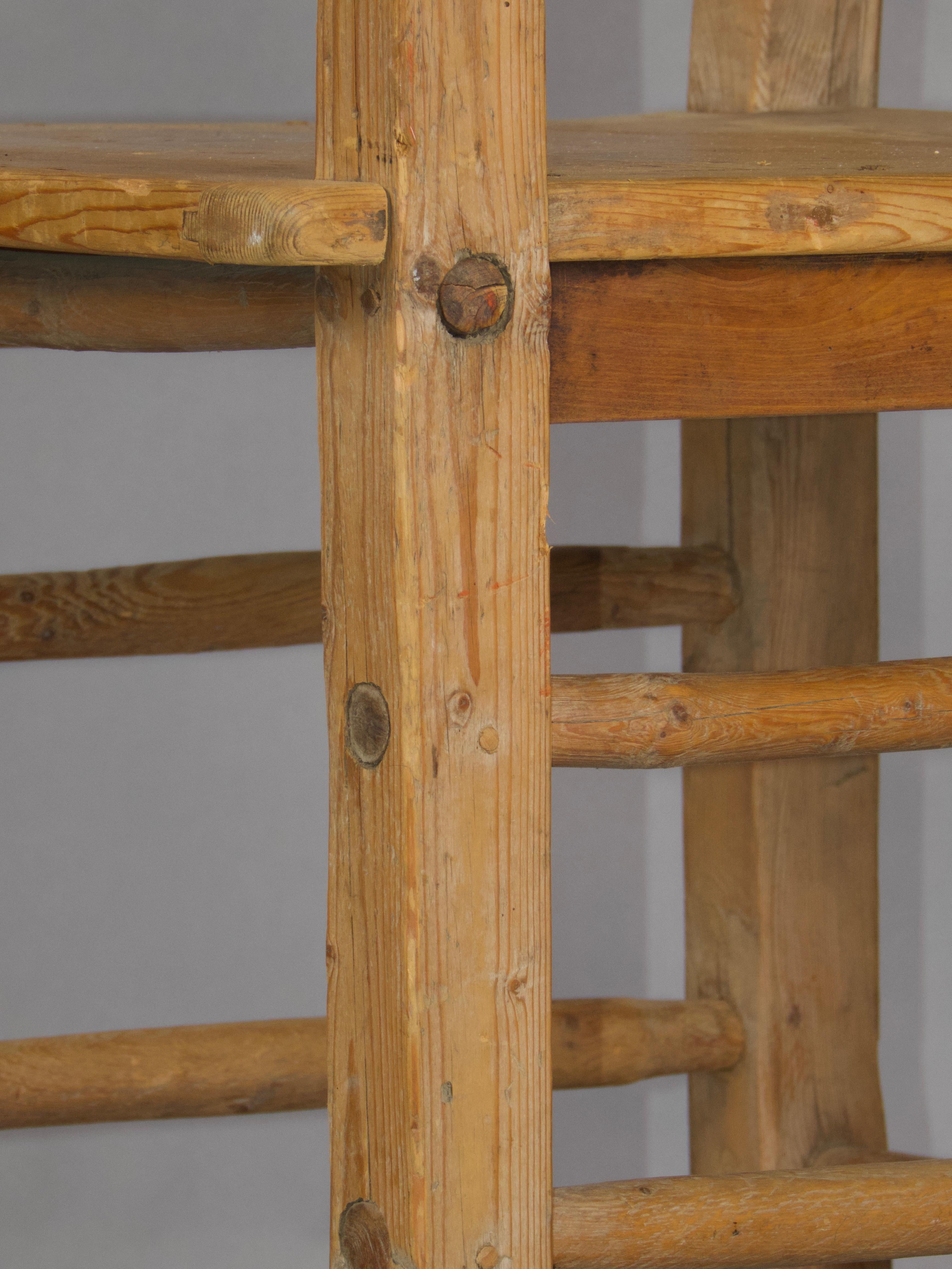 French alp wood armchair For Sale 4