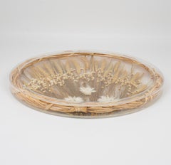 Vassoio francese Alpac Creations in lucite, grano e fiori, anni '80