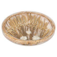 Vassoio francese Alpac Creations in lucite, grano e fiori, anni '80
