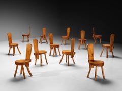 French Alpine Chalet Chairs in Solid Pine