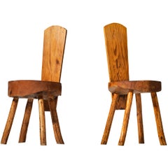 French Alpine Chalet Chairs in Solid Pine