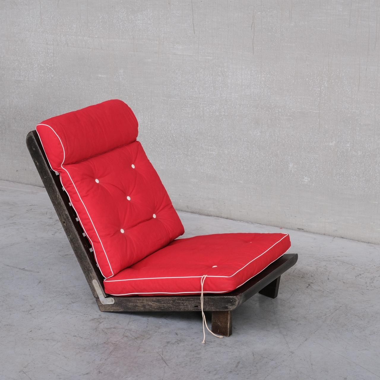 Wood French Alpine Low Mid-Century Lounge Chair For Sale