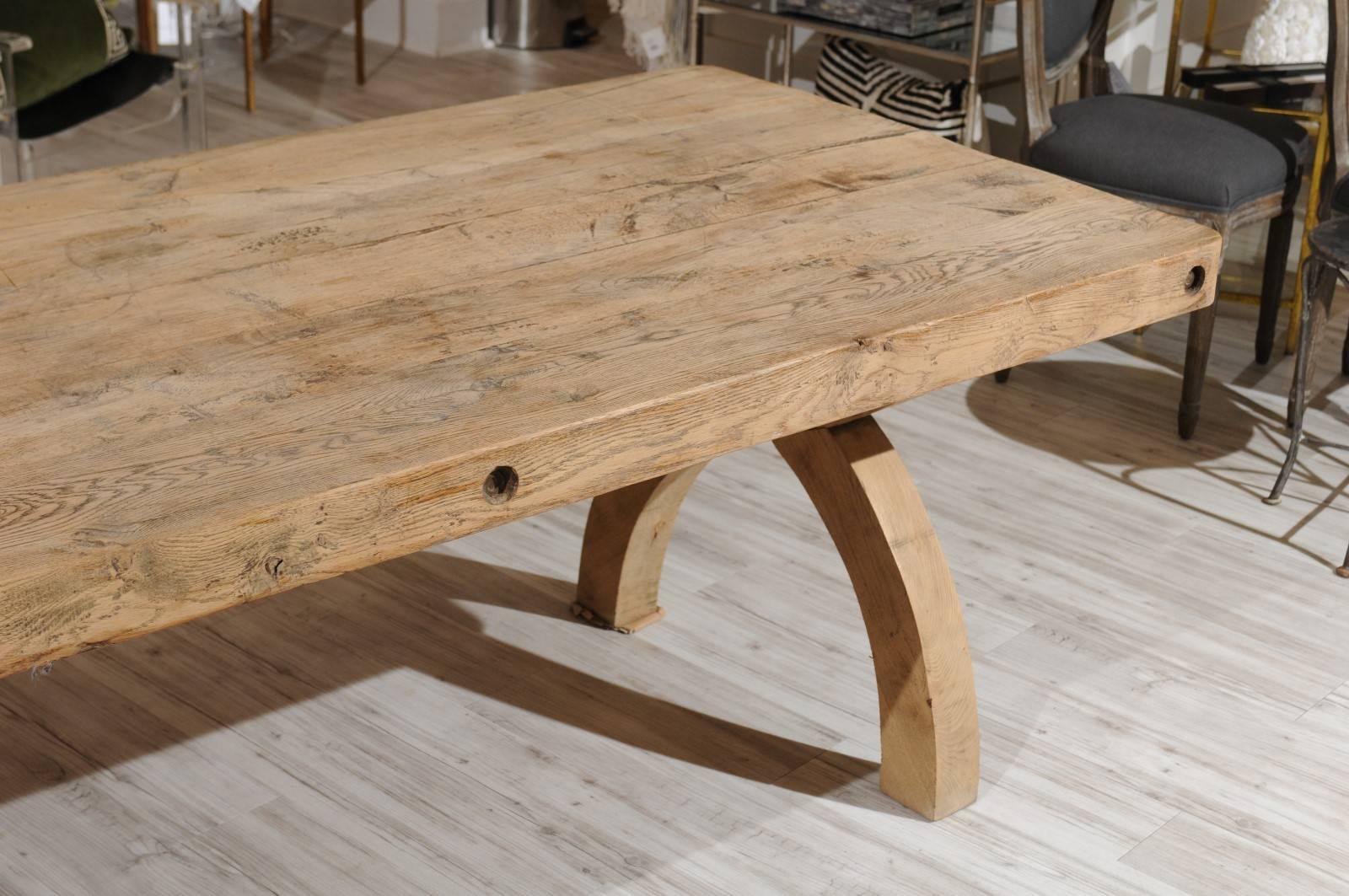 French Alpine Oak Dining Table X-Form Trestle Base from the 19th Century 3