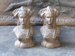 French 'Alsacian Woman' Andirons, Firedogs