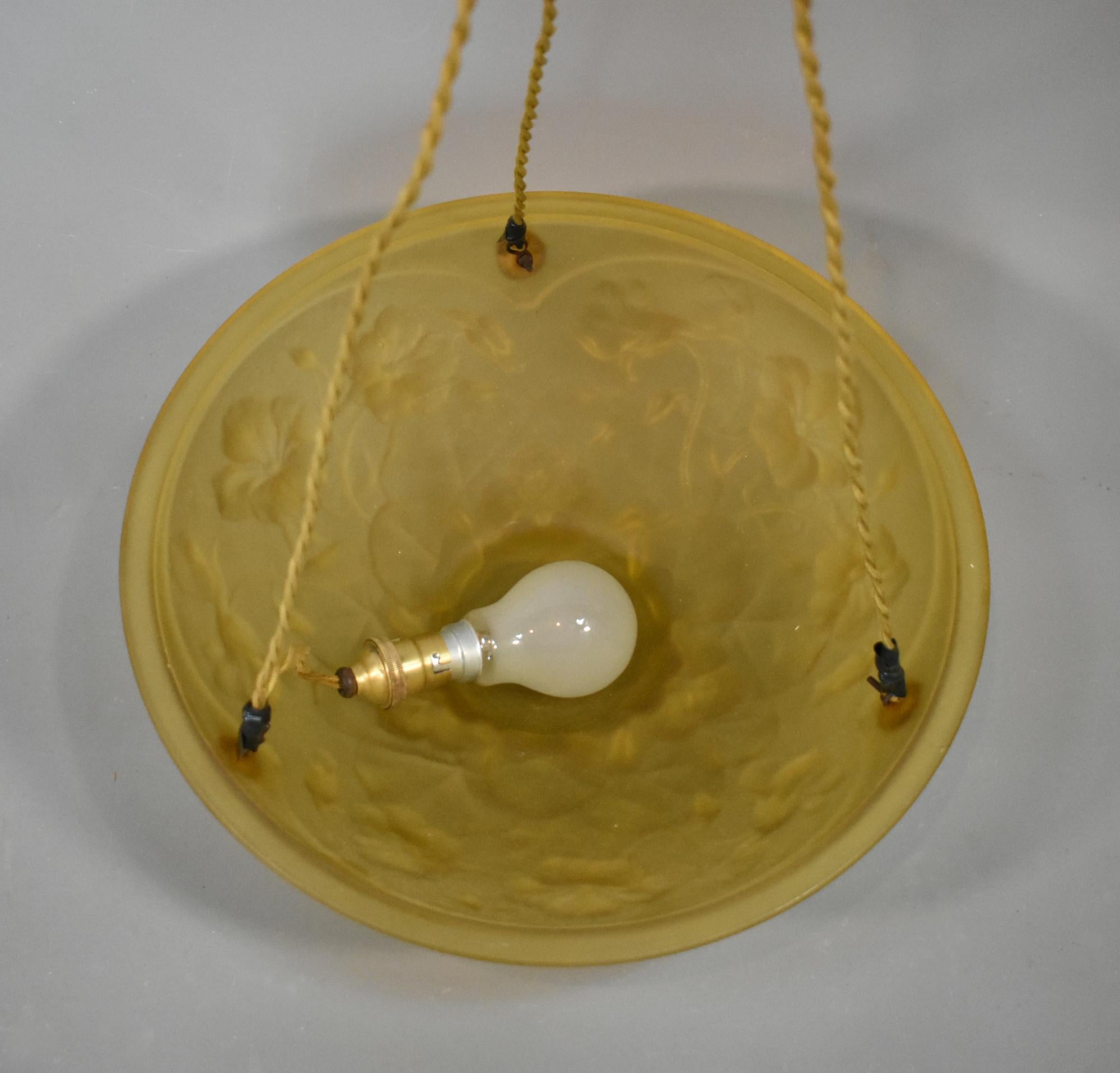 French Amber Art Deco Ceiling Light / Plafonnier For Sale 5