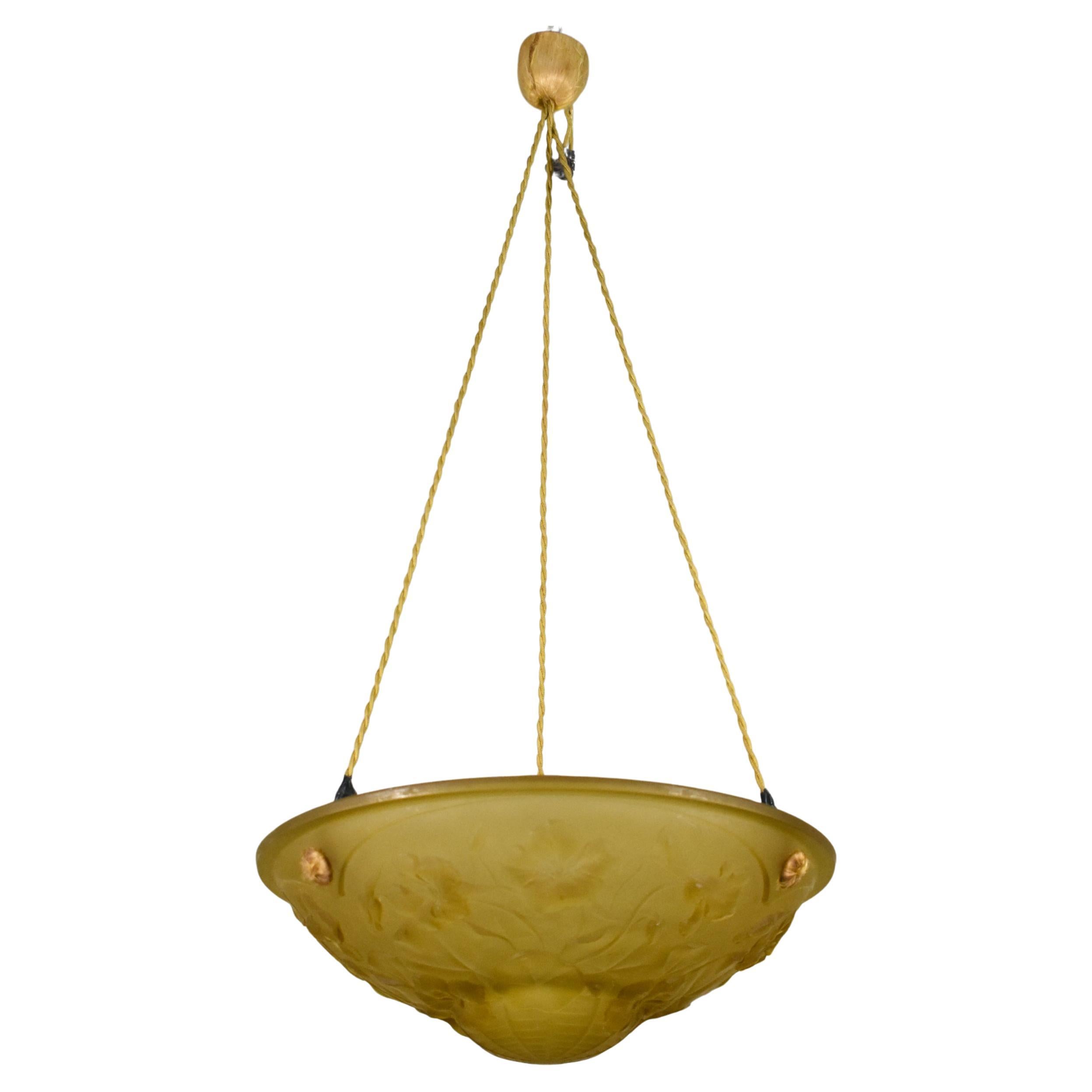 Plafonnier Art Déco en ambre français
