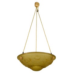 French Amber Art Deco Ceiling Light / Plafonnier
