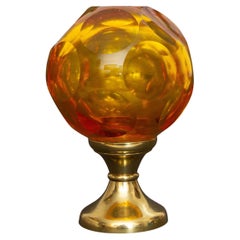 French Amber Cut Glass Newel Post Finial Early 20th Century