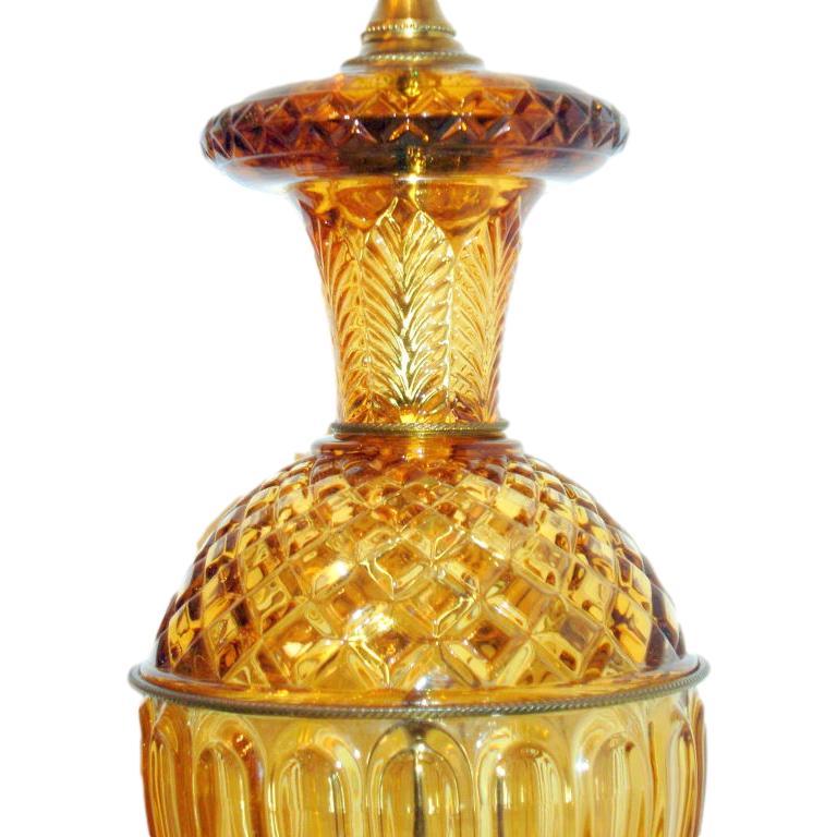 amber glass lamp vintage