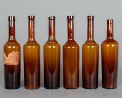 French Amber Glass Medicine Bottles, Set of 6