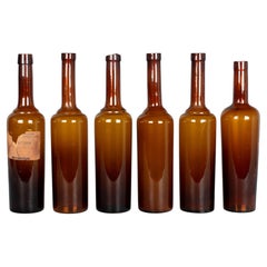 French Amber Glass Medicine Bottles, Set of 6