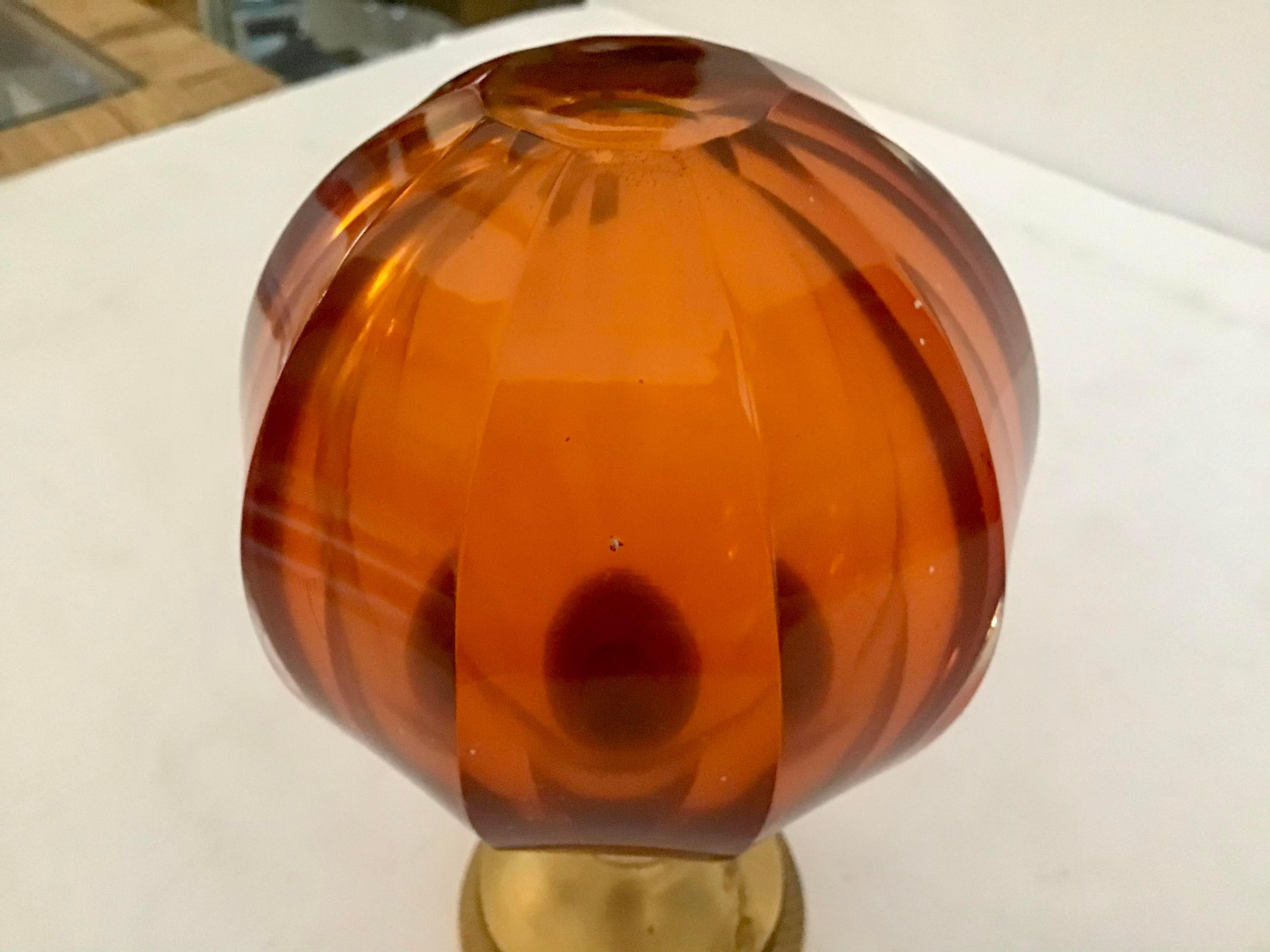 19th Century French Amber Glass Newel Post Finial