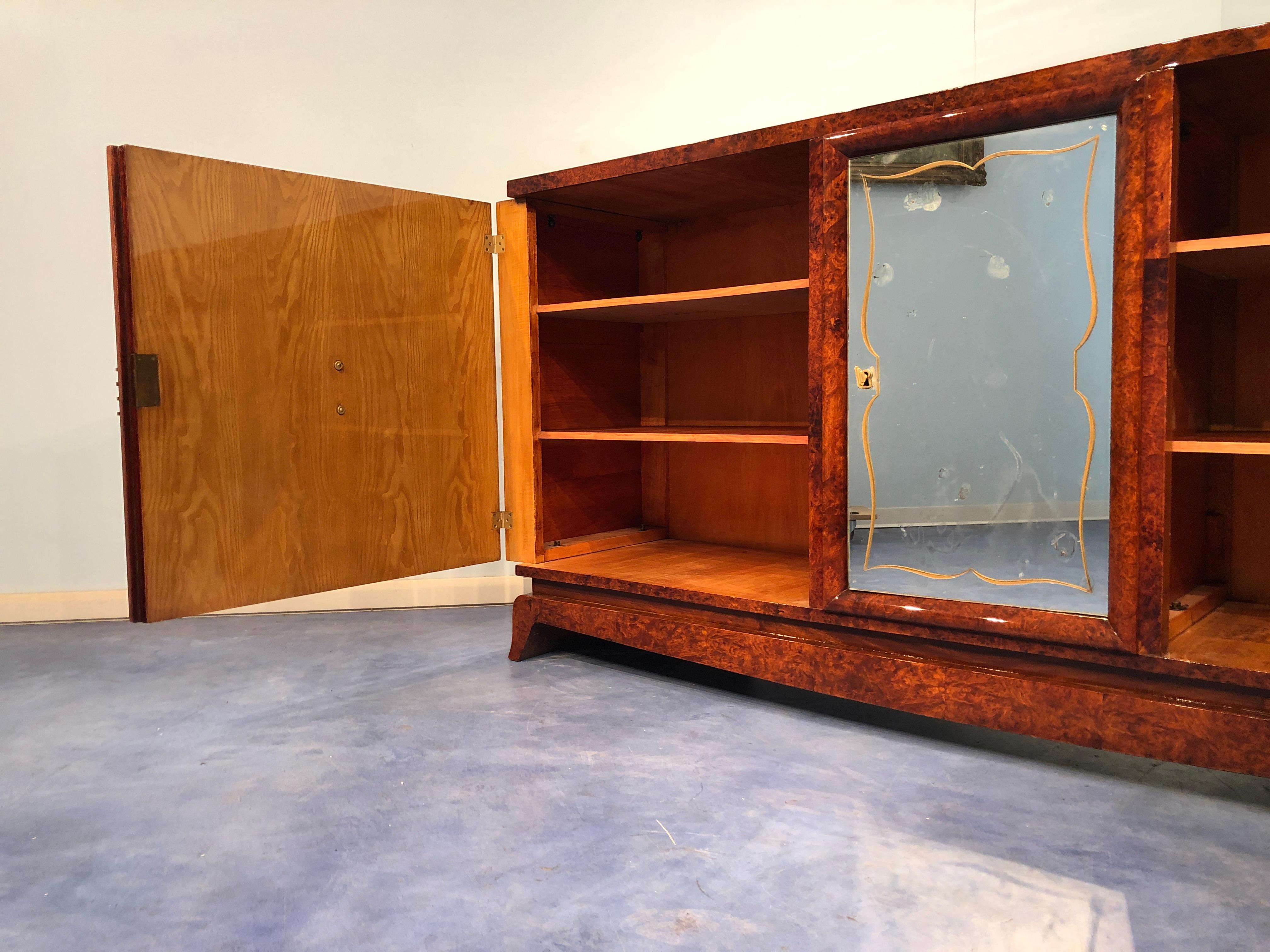 French Art Deco Amboyna Sideboard, 1940s For Sale 9