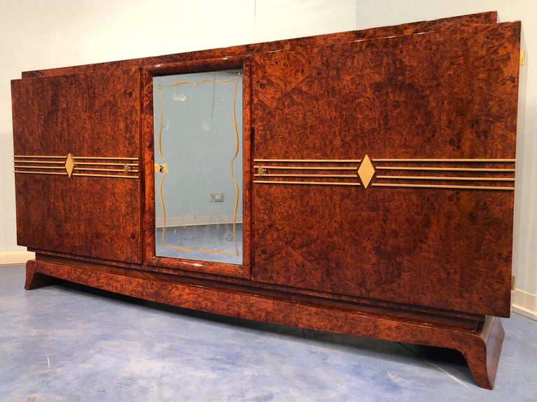 Elm French Art Deco Amboyna Sideboard, 1940s For Sale