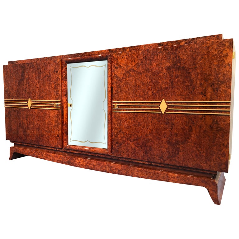 French Art Deco Amboyna Sideboard, 1940s For Sale