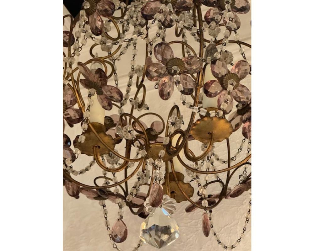 Lampadario francese in ametista e cristallo in vendita 1