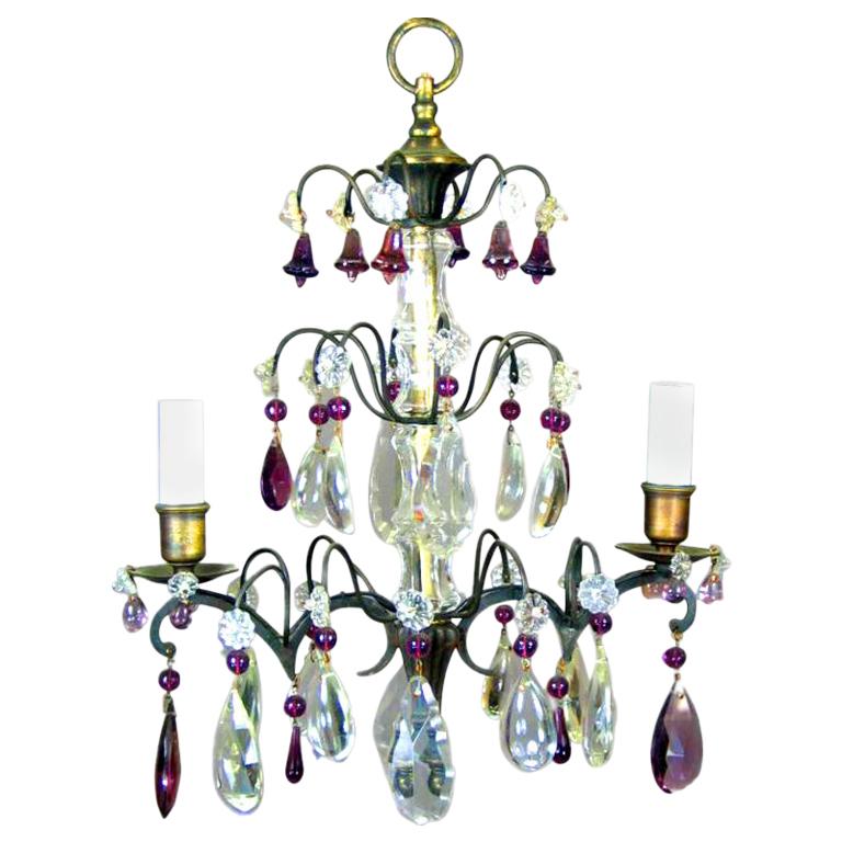 Antique French Amethyst Crystal Chandelier For Sale