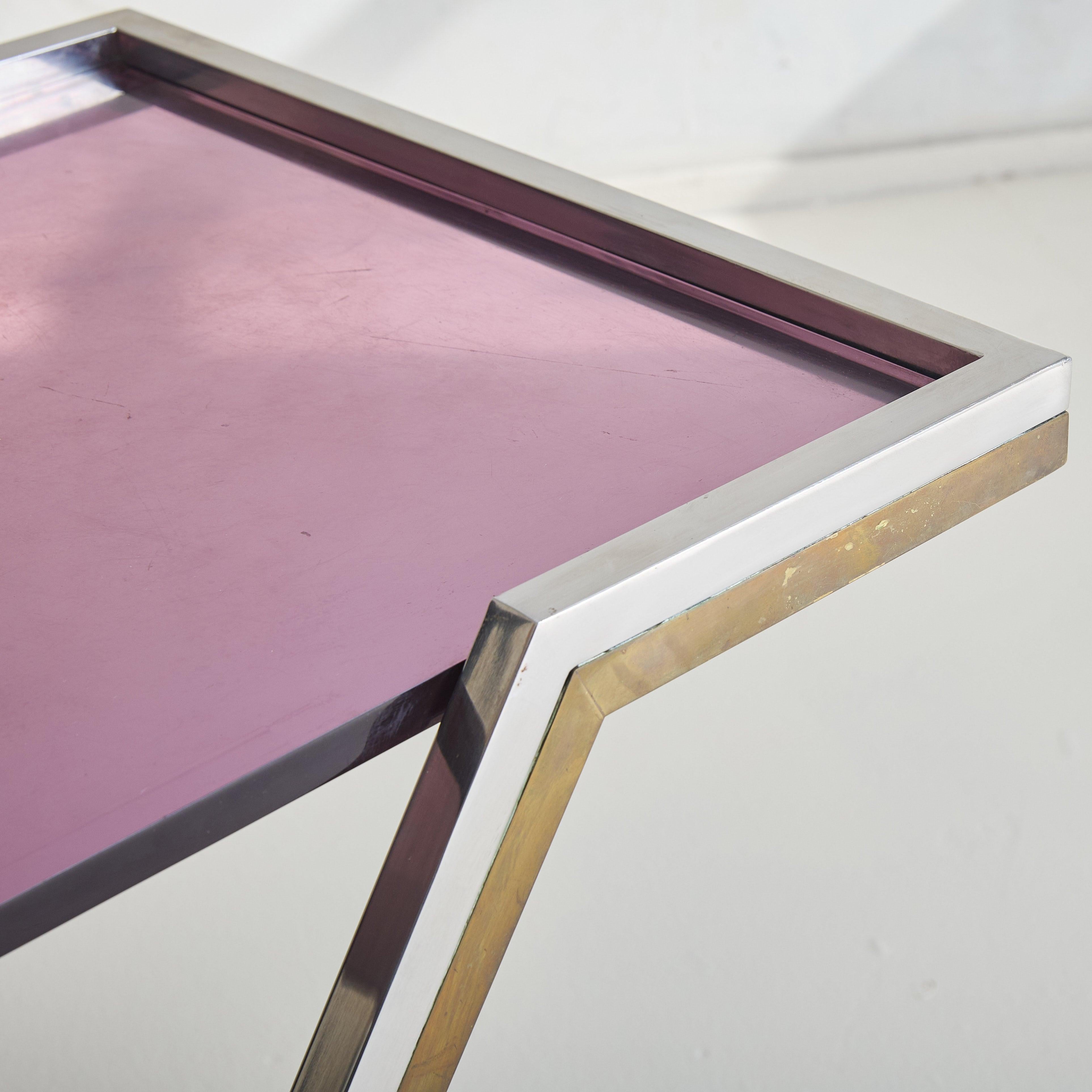 Late 20th Century French Amethyst Plexiglass Bar Cart, 1970s For Sale