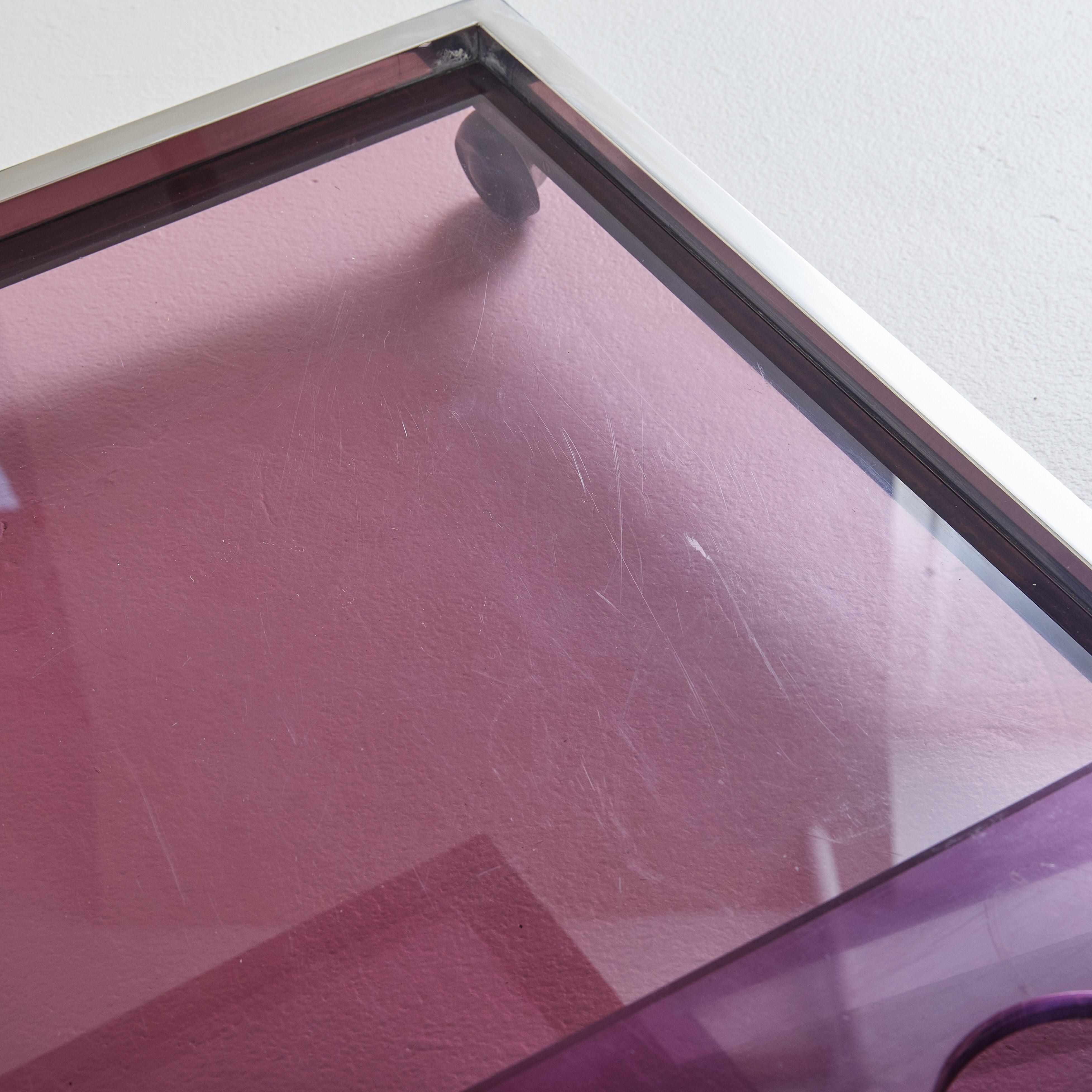 French Amethyst Plexiglass Bar Cart, 1970s For Sale 1