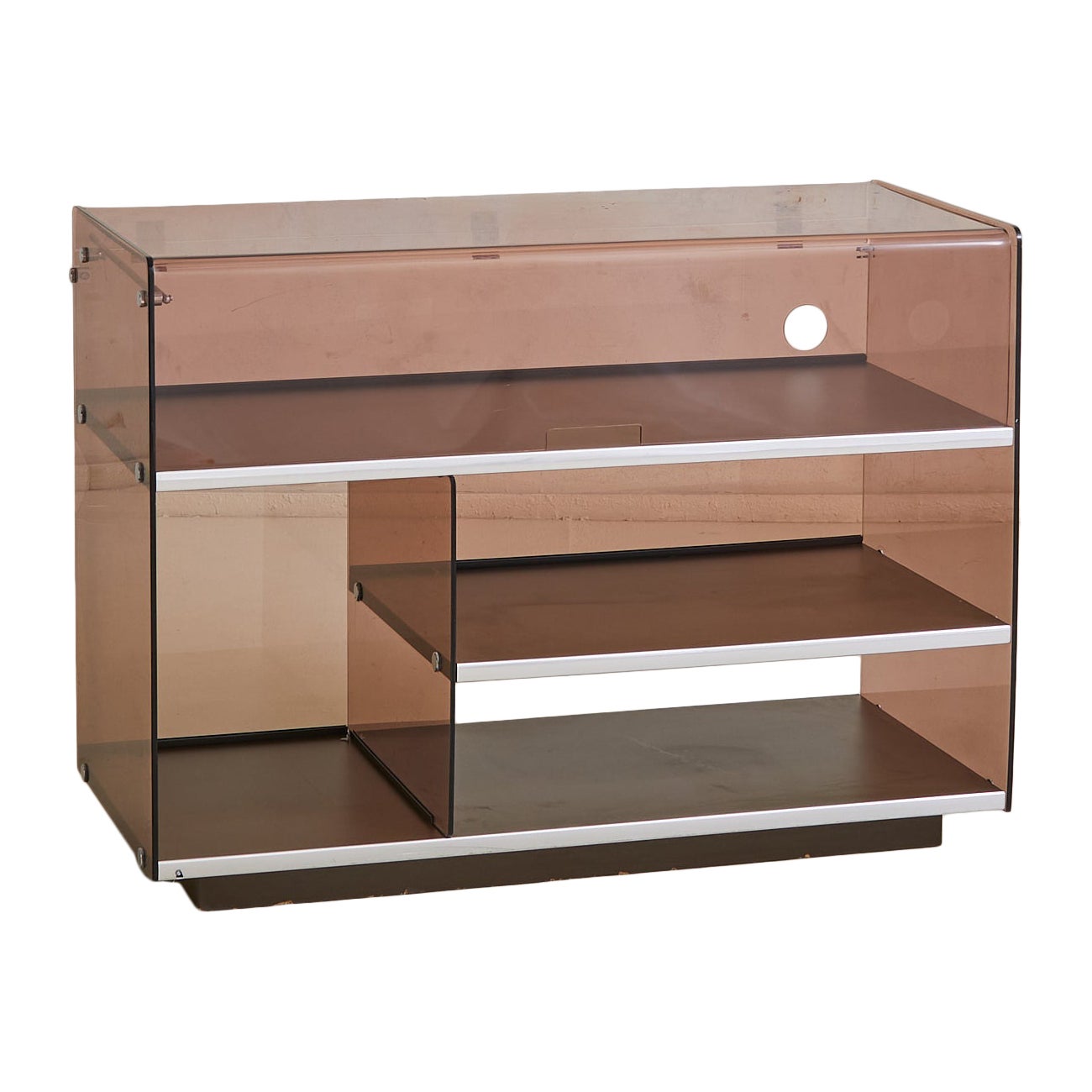 French Amethyst Plexiglass Record Console or Bar Cart Attributed to Michel Dumas For Sale