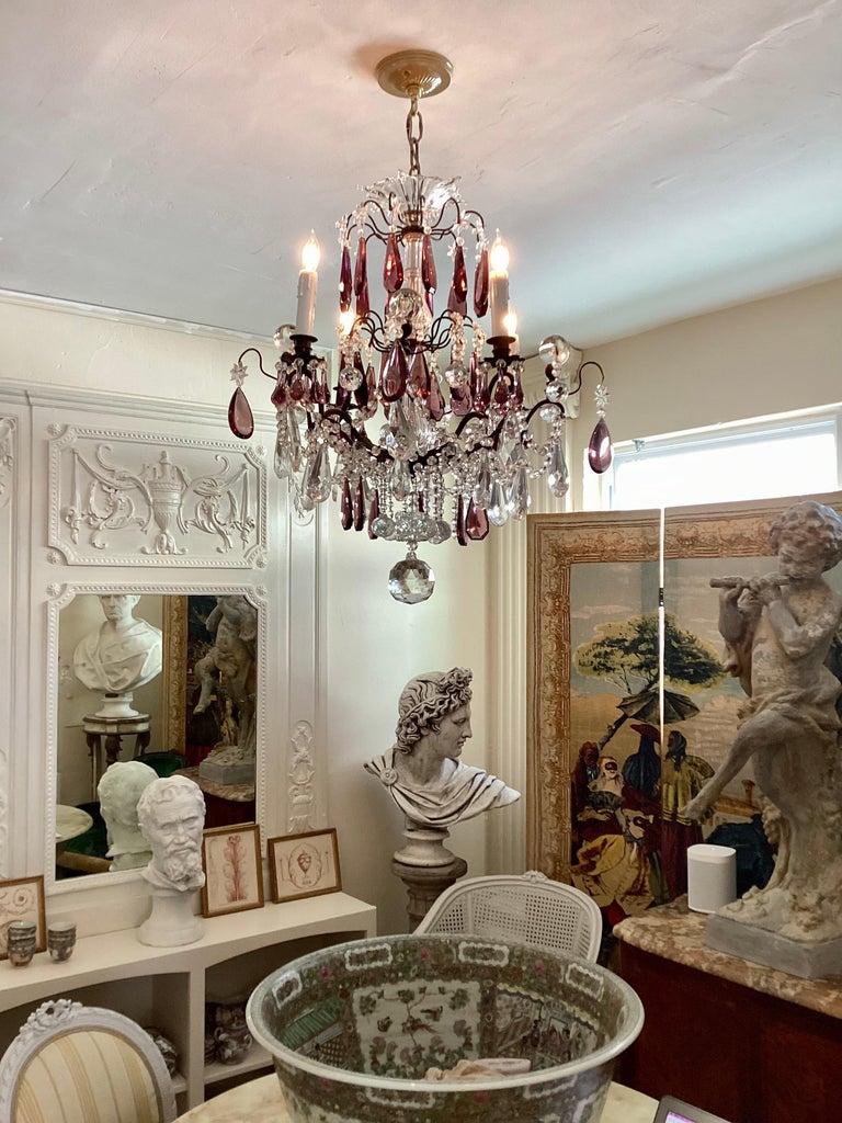French Amethyst Versailles Bronze Chandelier For Sale at 1stDibs
