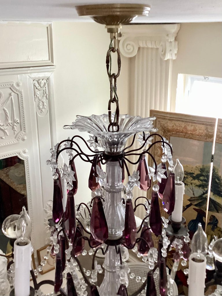 French Amethyst Versailles Bronze Chandelier For Sale at 1stDibs