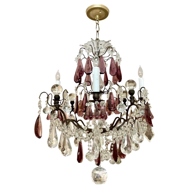 French Amethyst Versailles Bronze Chandelier For Sale at 1stDibs