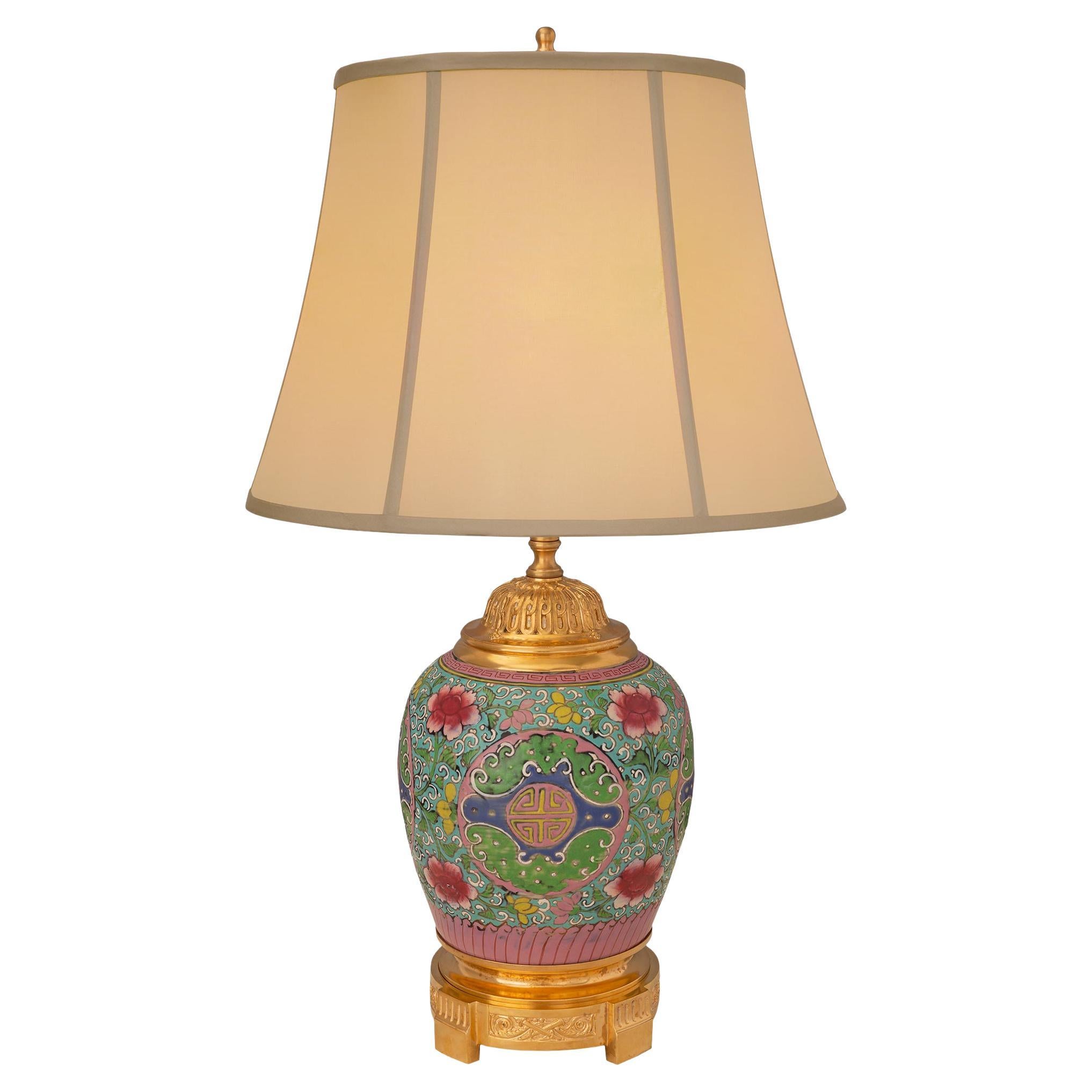 French and Asian Collaboration 19th Century Louis XVI St. Table Lamp