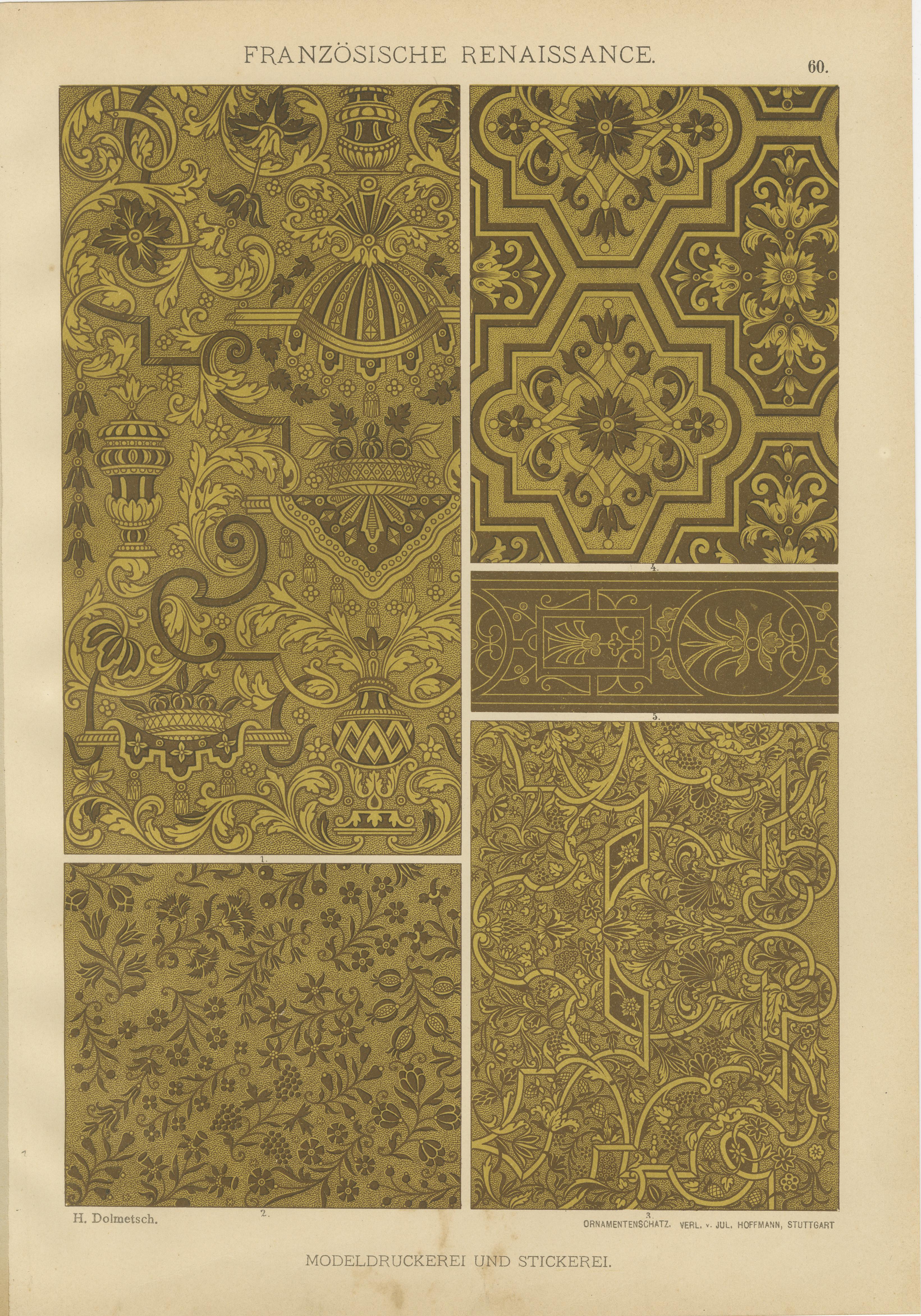 Late 19th Century French and Italian Renaissance Ornament Prints by H. Dolmetsch, 1887, Set of 4 For Sale