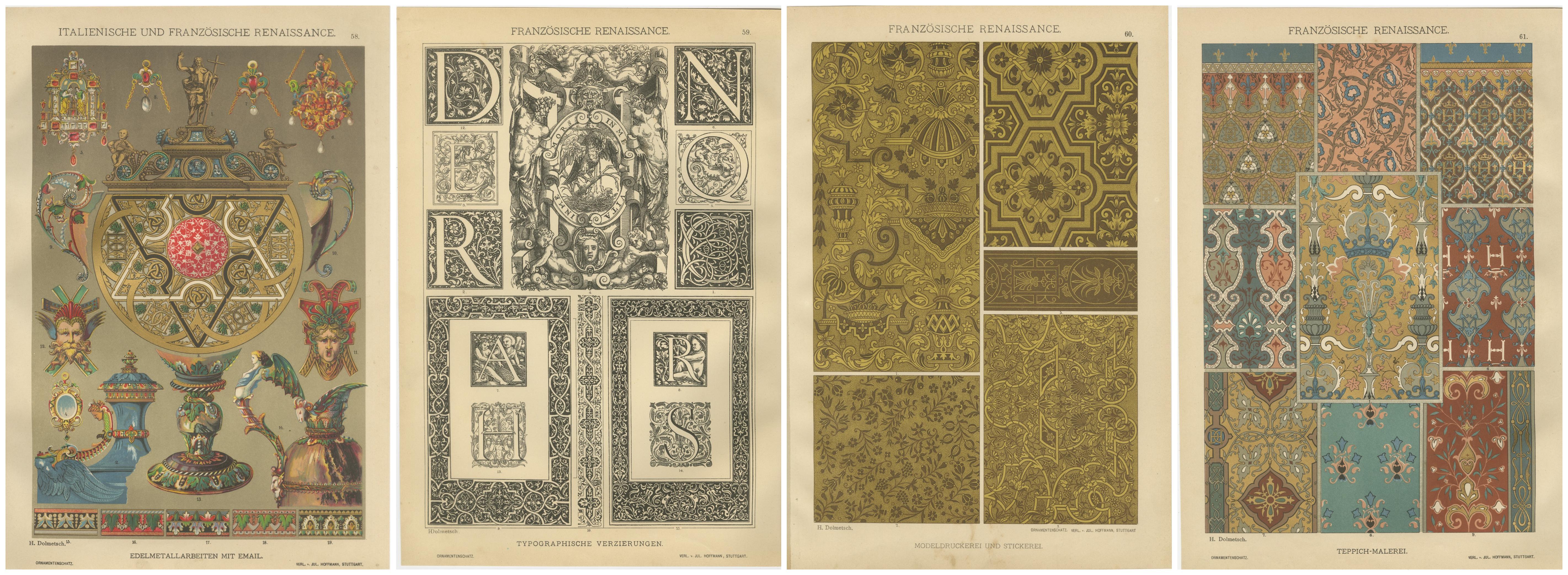 French and Italian Renaissance Ornament Prints by H. Dolmetsch, 1887, Set of 4 For Sale 4
