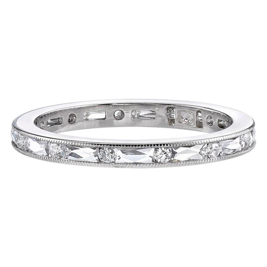 For Sale:  Handcrafted Paige French/Old European Cut Diamond Eternity Band by Single Stone