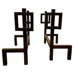 French Andirons, Wrought Iron, 1960s