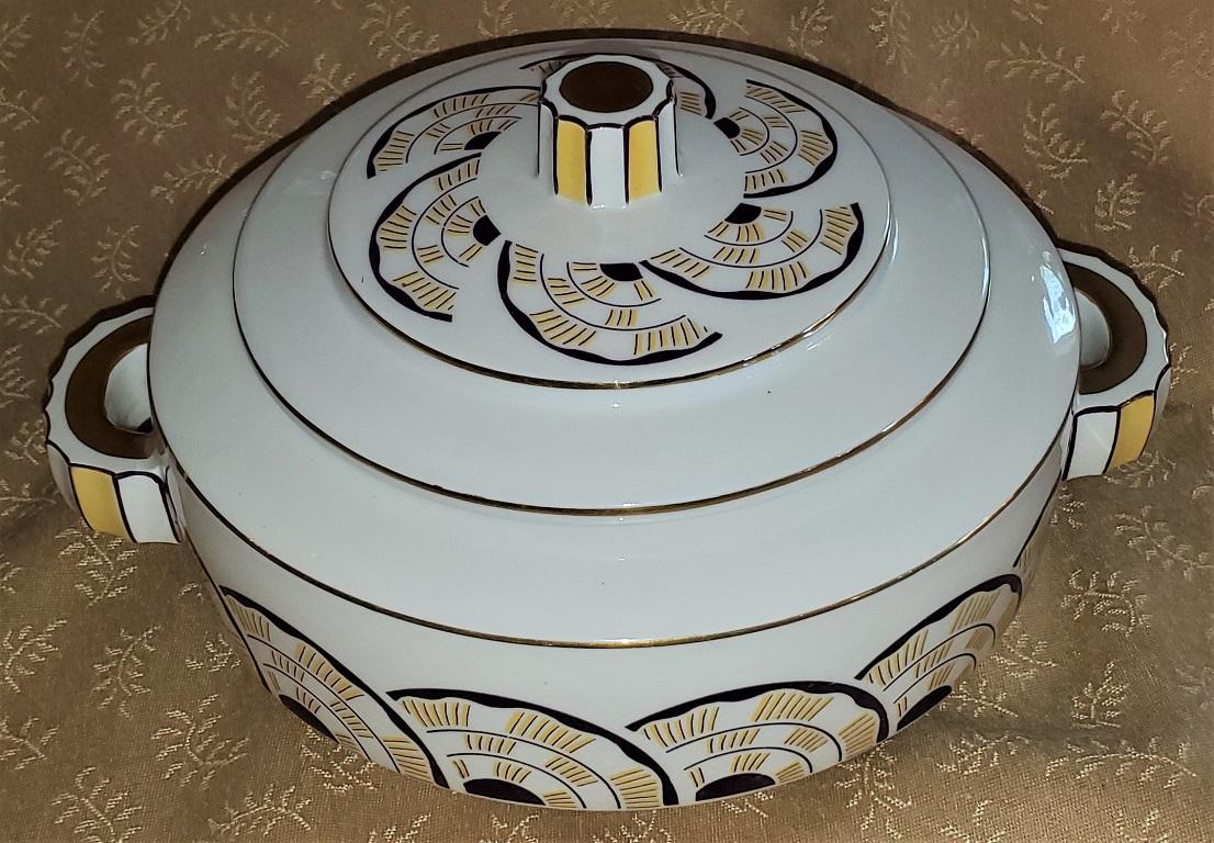 French Andre Francois Limoges Art Deco Lidded Bowl For Sale 1