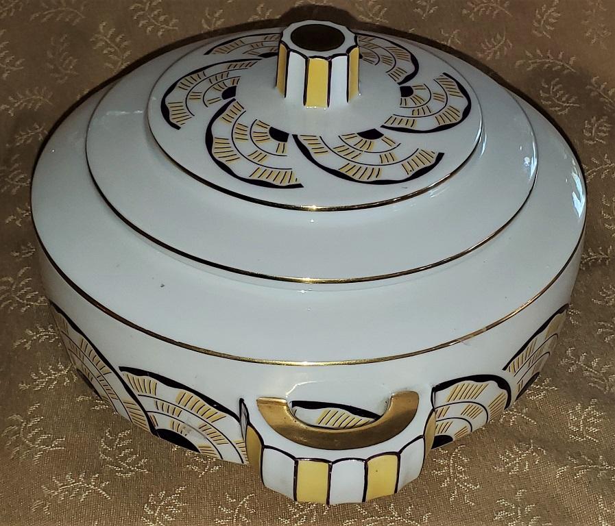 Cuenco francés André Francois Limoges Art Decó con tapa en venta 2