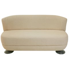 French Andrée Putman Restored and Reupholstered Boucle Ivory Sette, circa 2001