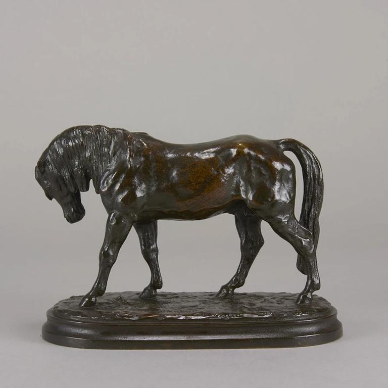 Patinated French Animalier Bronze Study Entitled 'Cheval Debout' by Isidore Bonheur For Sale