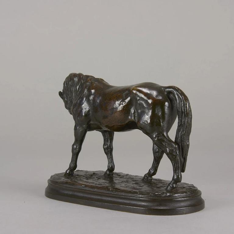 Französische Tierleder-Bronzestudie mit dem Titel „Cheval Debout“ von Isidore Bonheur (19. Jahrhundert) im Angebot