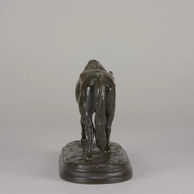 Französische Tierleder-Bronzestudie mit dem Titel „Cheval Debout“ von Isidore Bonheur im Angebot 1