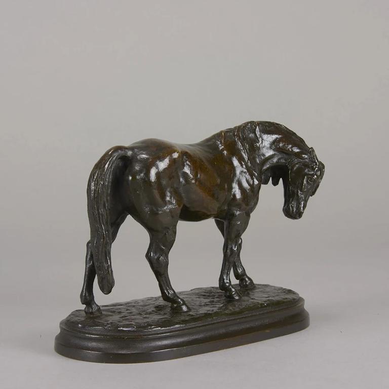 Französische Tierleder-Bronzestudie mit dem Titel „Cheval Debout“ von Isidore Bonheur im Angebot 2