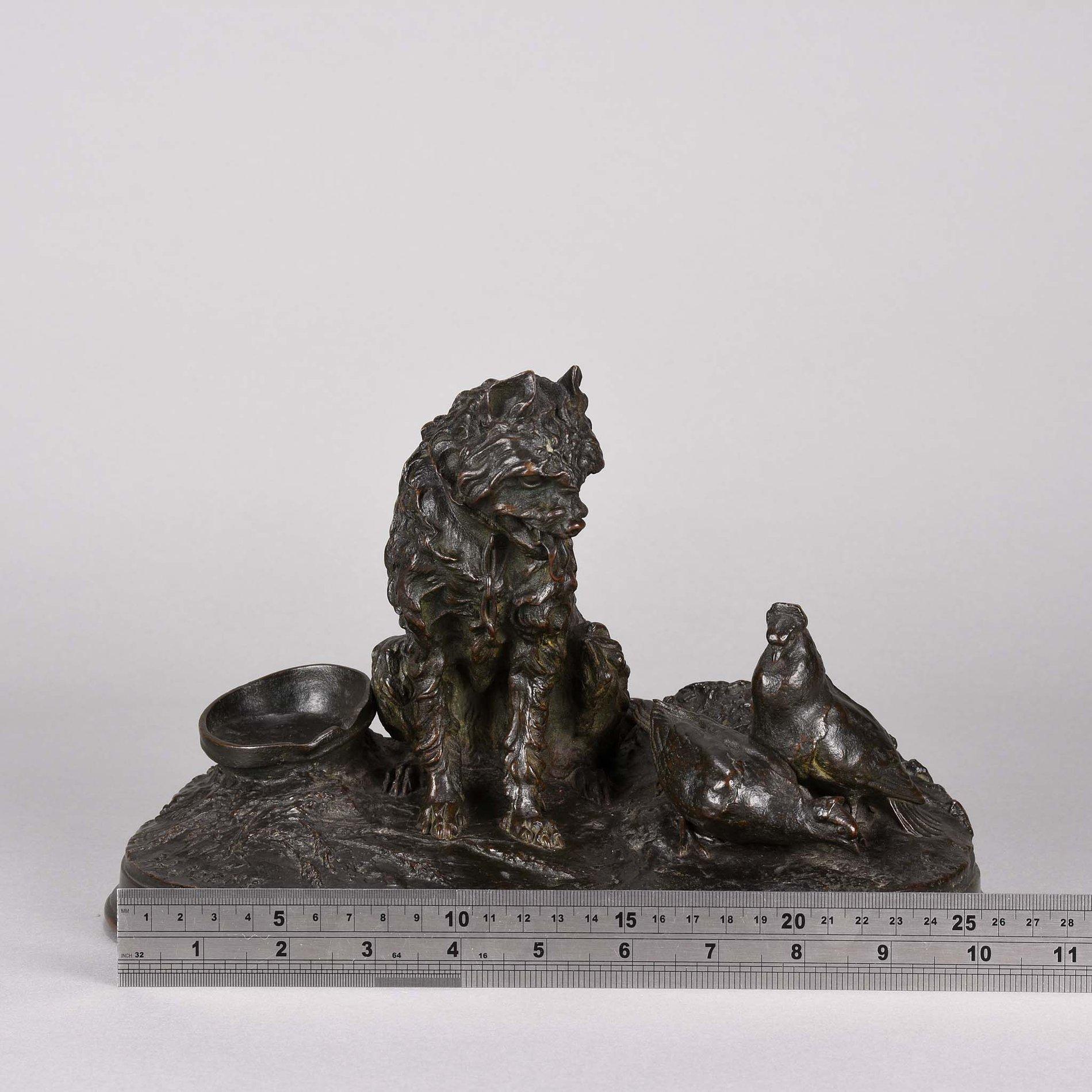 French Animalier Bronze Study Entitled 'Chien et Pigeon' by Pierre Jules Mêne For Sale 2