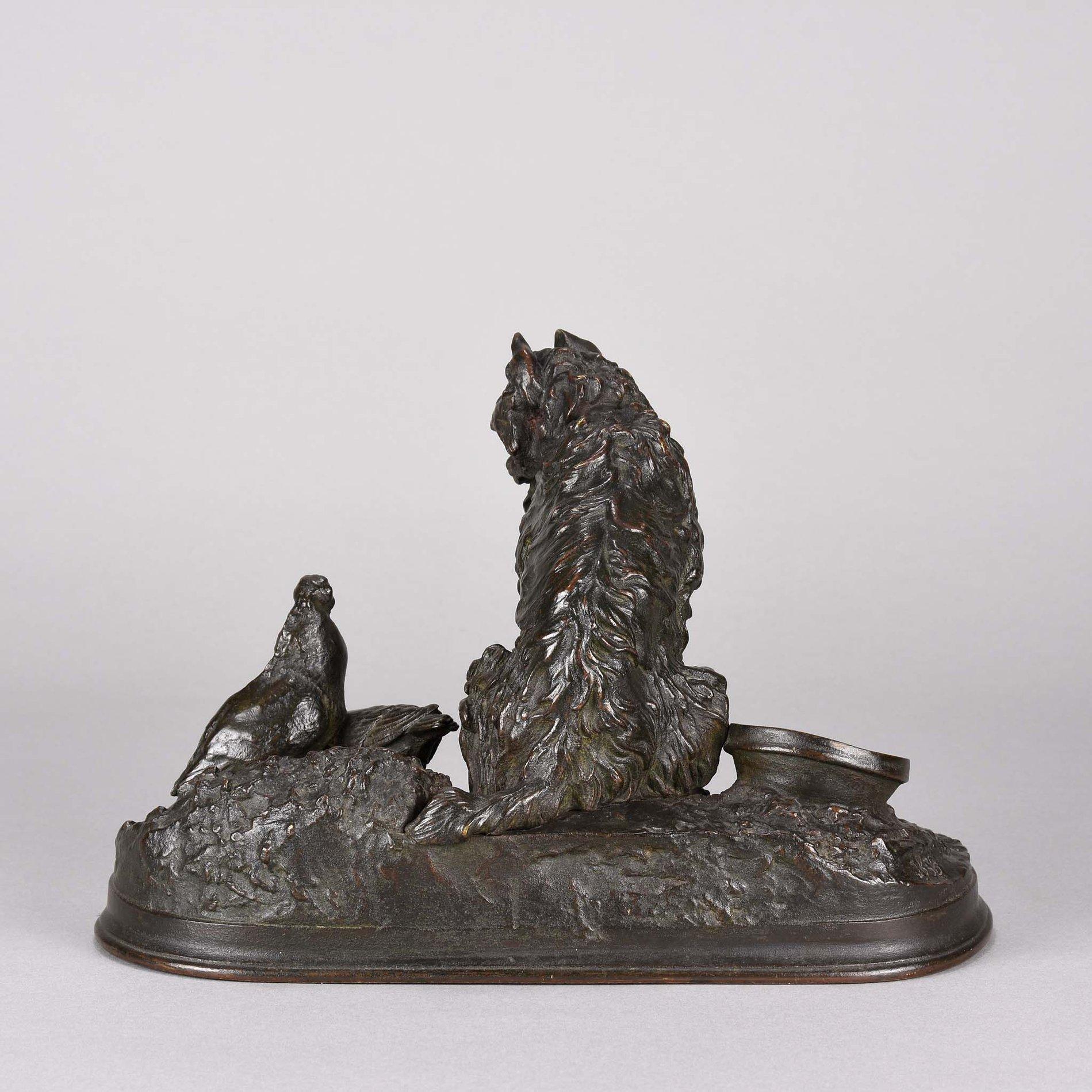 Other French Animalier Bronze Study Entitled 'Chien et Pigeon' by Pierre Jules Mêne For Sale