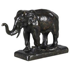 French Animalier Bronze Study of a Standing Elephant by Alfred Barye